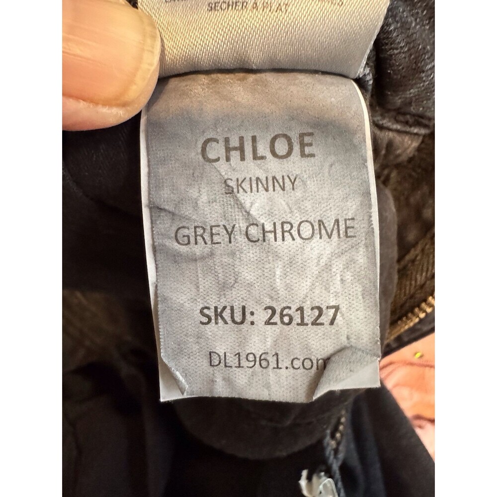 DL 1961 Kids Girl's Chloe Skinny Stretch Jeans Pants Size 12 GREY CHROME - Picture 8 of 13